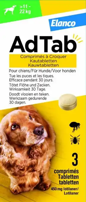 Welkoop AdTab Kauwtablet - Anti Vlooien en teken - Hond - 11-22 kg - 3 stuks aanbieding