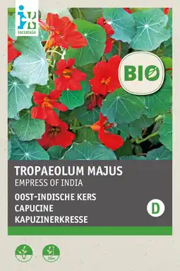 Intratuin intratuin biologisch bloemenzaad Oost indische kers (Trapaeolum majus 'Emperess of India') aanbieding