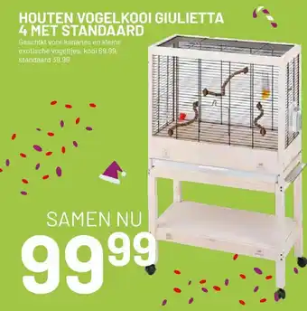 Pets & Co Houten vogelkooi Giulietta 4 met standaard aanbieding