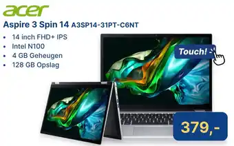 Levix Computershop acer Aspire 3 Spin 14 A3SP14-31PT-C6NT aanbieding