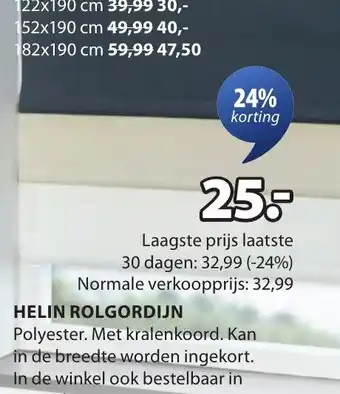 Jysk Helin rolgordijn aanbieding