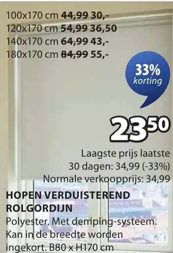 Jysk Hopen verduisterend rolgordijn aanbieding