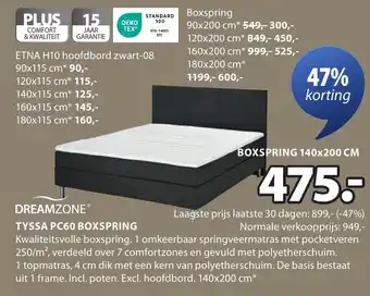 Jysk Dreamzone tyssa pc60 boxspring aanbieding