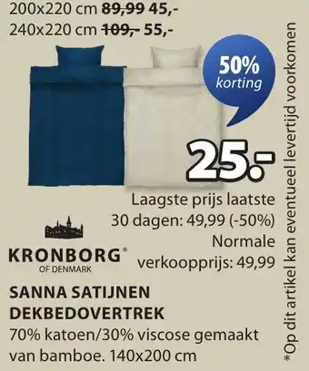 Jysk Sanna satijnen dekbedovertrek aanbieding