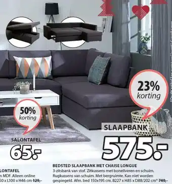 Jysk Bedsted slaapbank met chaise lounge aanbieding