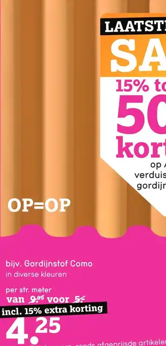 Leen Bakker Gordijnstof Como aanbieding