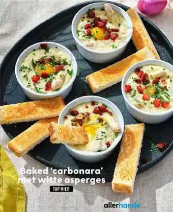 Albert Heijn Baked 'carbonara' met witte asperges aanbieding