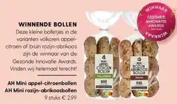 Albert Heijn AH Mini appel citroenbollen, AH Mini rozijn abrikoosbollen aanbieding