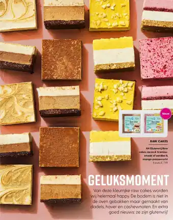 Albert Heijn AH Glutenvrij Raw cakes cacao & tiramisusmaak of aardbei & mango-passievrucht aanbieding