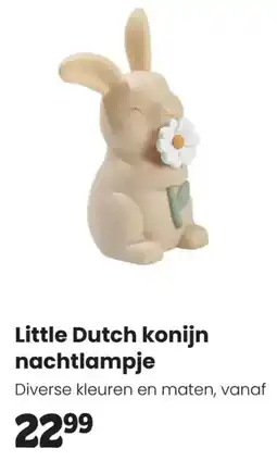 Babypark Little Dutch konijn nachtlampje aanbieding