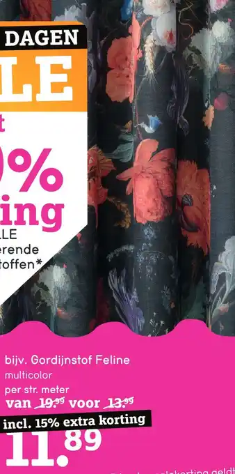 Leen Bakker Gordijnstof Feline aanbieding