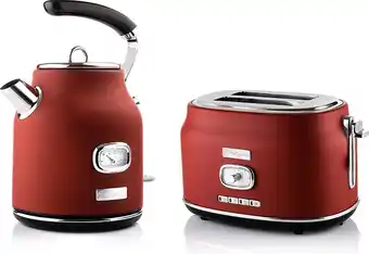 Bol.com Westinghouse Retro Waterkoker + Broodrooster 2 Sleuven - Rood aanbieding