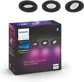 Bol.com Philips Hue Centura inbouwspot - wit en gekleurd wit - 3-pack - zwart - rond - GU10 aanbieding