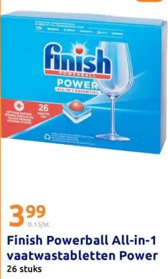 Action Finish Powerball All in 1 vaatwastabletten Power aanbieding