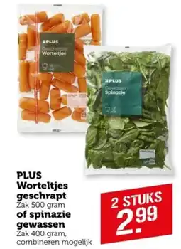 Coop Worteltjes geschrapt of spinazie gewassen aanbieding