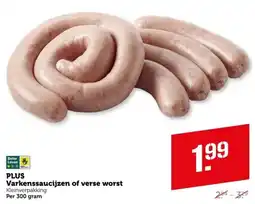 Coop PLUS Varkenssaucijzen of verse worst aanbieding