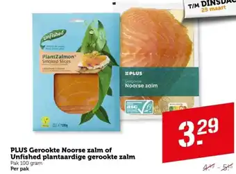 Coop PLUS Gerookte Noorse zalm of Unfished plantaardige gerookte zalm aanbieding