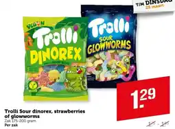 Coop Trolli Sour dinorex, strawberries of glowworms aanbieding