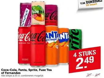 Coop Coca-Cola, Fanta, Sprite, Fuze Tea of Fernandes aanbieding