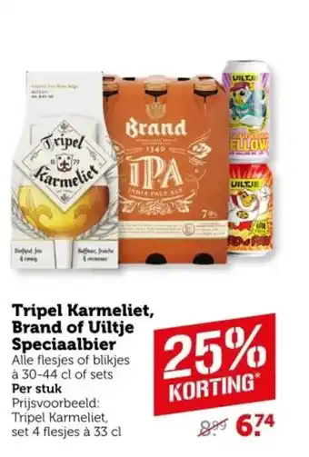 Coop Tripel Karmeliet, Brand of Uiltje Speciaalbier aanbieding