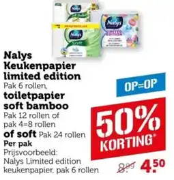 Coop Nalys Keukenpapier limited Nalys Limited edition toiletpapier soft bamboo of soft aanbieding