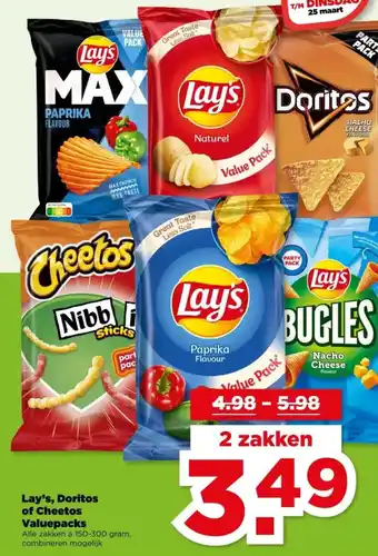 PLUS Lay's, Doritos of Cheetos Valuepacks aanbieding