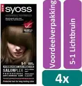 Bol.com Syoss Color - 5-1 Lichtbruin - Haarverf - 4 stuks - Voordeelverpakking aanbieding