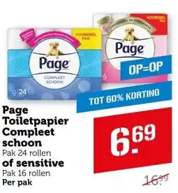 Coop Page Toiletpapier Compleet schoon of sensitive aanbieding