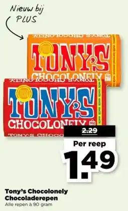 PLUS Tony's Chocolonely Chocoladerepen aanbieding