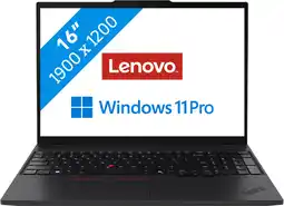 Bol.com Lenovo ThinkPad T16 Intel Core Ultra 7 406 cm (16) 1920 x 1200 pixels 16 Go 512 Go Windows 11 Pro aanbieding