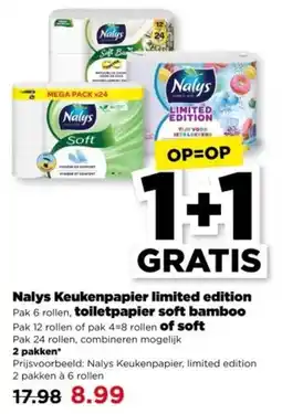 PLUS Nalys Keukenpapier limited edition, toiletpapier soft bamboo of soft aanbieding