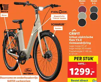 Lidl Urban elektrische fiets Y3.0 riemaandrijving aanbieding