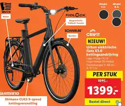 Lidl Urban elektrische fiets X3.0 kettingversnelling aanbieding