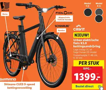 Lidl Urban elektrische fiets X3.0 kettingversnelling aanbieding