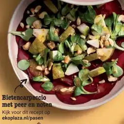 Ekoplaza Bietencarpaccio met peer en noten aanbieding