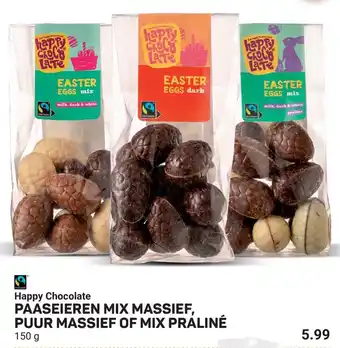 Ekoplaza Happy Chocolate Paaseieren mix massief, puur massief of mix práliné aanbieding