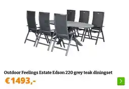 Obelink Outdoor Feelings Estate Edson 220 grey teak diningset aanbieding