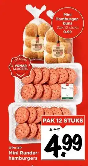 Vomar Voordeelmarkt Mini Runder- hamburgers aanbieding