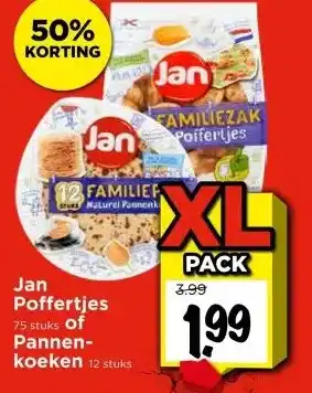 Vomar Voordeelmarkt Jan Poffertjes 75 stuks of Pannen- koeken aanbieding