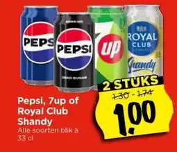 Vomar Voordeelmarkt Pepsi, 7up of Royal Club Shandy aanbieding