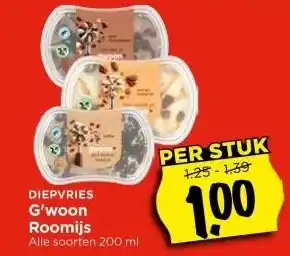 Vomar Voordeelmarkt G'woon Roomijs aanbieding