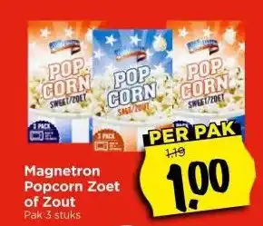 Vomar Voordeelmarkt Magnetron Popcorn Zoet of Zout aanbieding