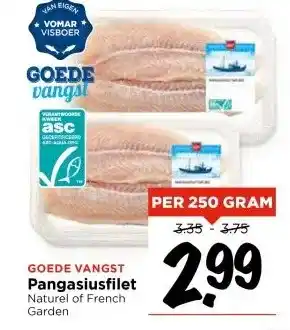 Vomar Voordeelmarkt Pangasiusfilet Naturel of French Garden aanbieding