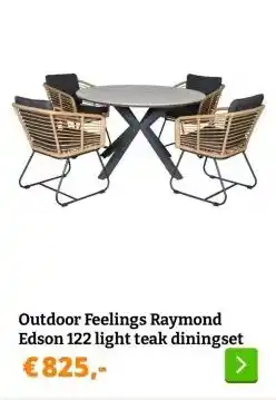 Obelink Outdoor Feelings Raymond Edson 122 light teak diningset aanbieding