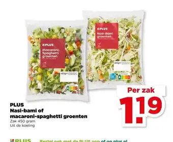 PLUS PLUS Nasi bami of macaroni-spaghetti groenten aanbieding