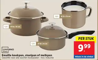 Lidl Emaille kookpan, steelpan of melkpan aanbieding