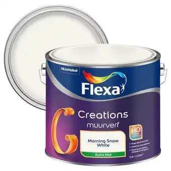 Praxis Flexa muurverf Creations extra mat wit morning snow 2,5L aanbieding