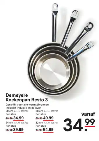 Sligro Demeyere Koekenpan Resto 3 aanbieding