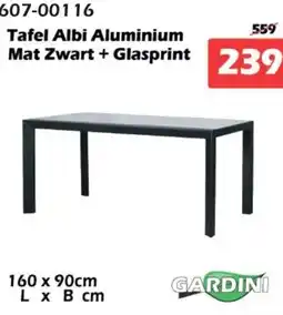 iTEK Tafel Albi Aluminium Mat Zwart + Glasprint aanbieding