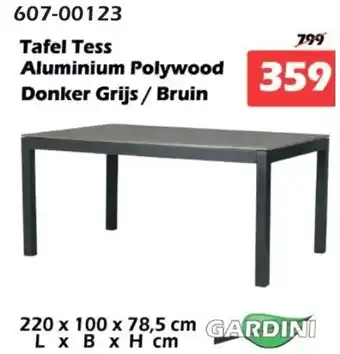 iTEK Tafel Tess Aluminium Polywood Donker Grijs/ Bruin aanbieding